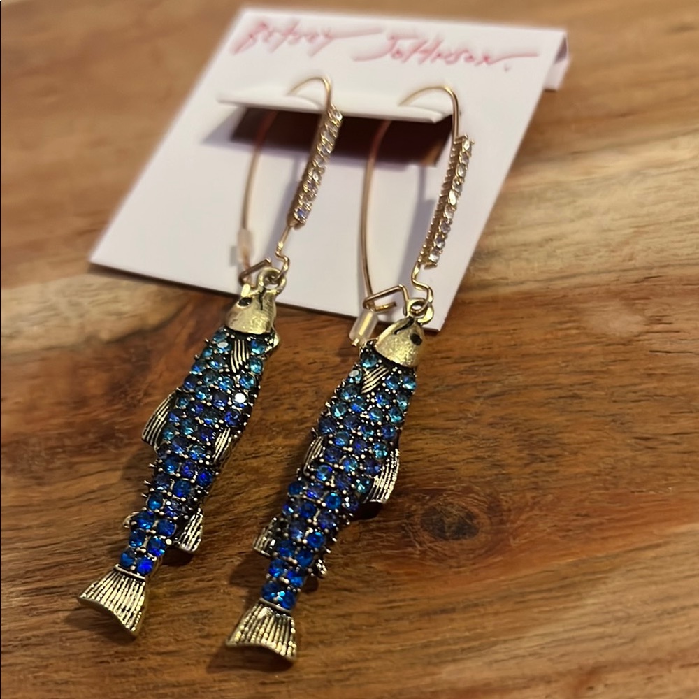 Betsey Johnson Blue Fish Earrings